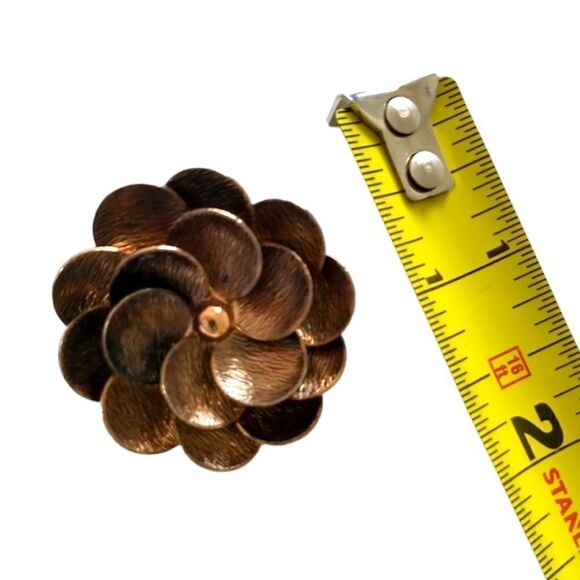 Demi Parure Earrings Brooch Set Vtg Copper Floral 50s 60s Daisy Estate MCM Retro - Picture 3 of 16